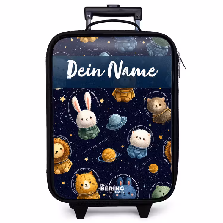 Kinderkoffer mit Name - Tiere - Astronaut - Planeten - Sterne — 1