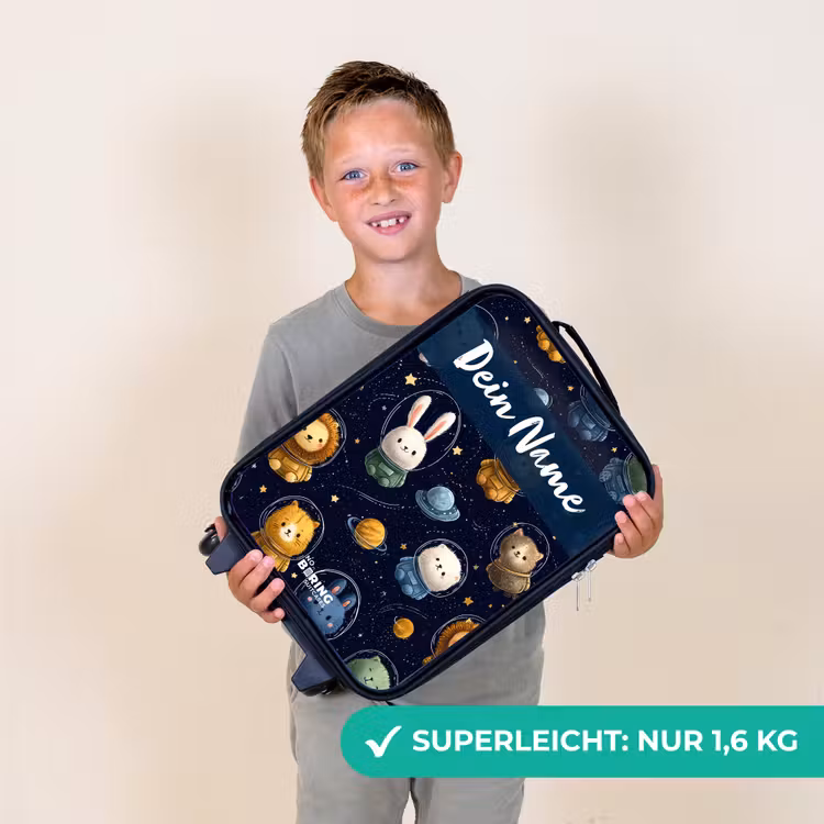 Kinderkoffer mit Name - Tiere - Astronaut - Planeten - Sterne — 2
