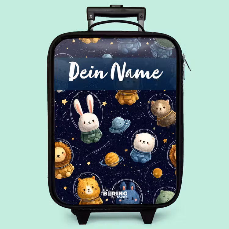 Kinderkoffer mit Name - Tiere - Astronaut - Planeten - Sterne — 3