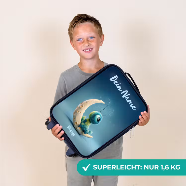 Kinderkoffer mit Name - Verträumte Kreatur auf dem Mond — 2