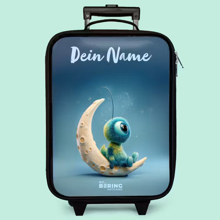 Kinderkoffer mit Name - Verträumte Kreatur auf dem Mond — 3