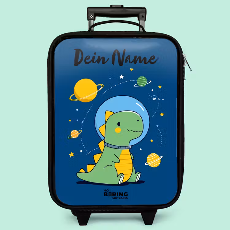 Kinderkoffer mit Name - Dino - Planet - Stern - Blau — 3