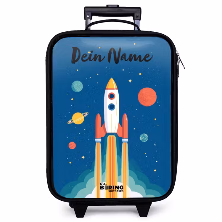 Kinderkoffer mit Name - Rakete - Planet - Sterne - Mehrfarbig — 1