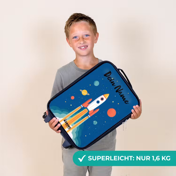 Kinderkoffer mit Name - Rakete - Planet - Sterne - Mehrfarbig — 2