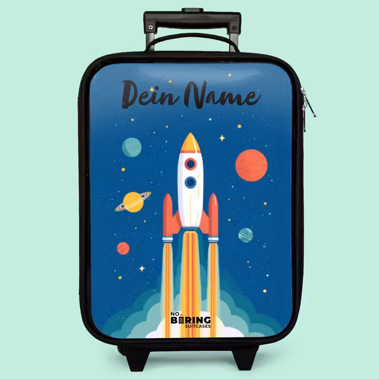 Kinderkoffer mit Name - Rakete - Planet - Sterne - Mehrfarbig — 3