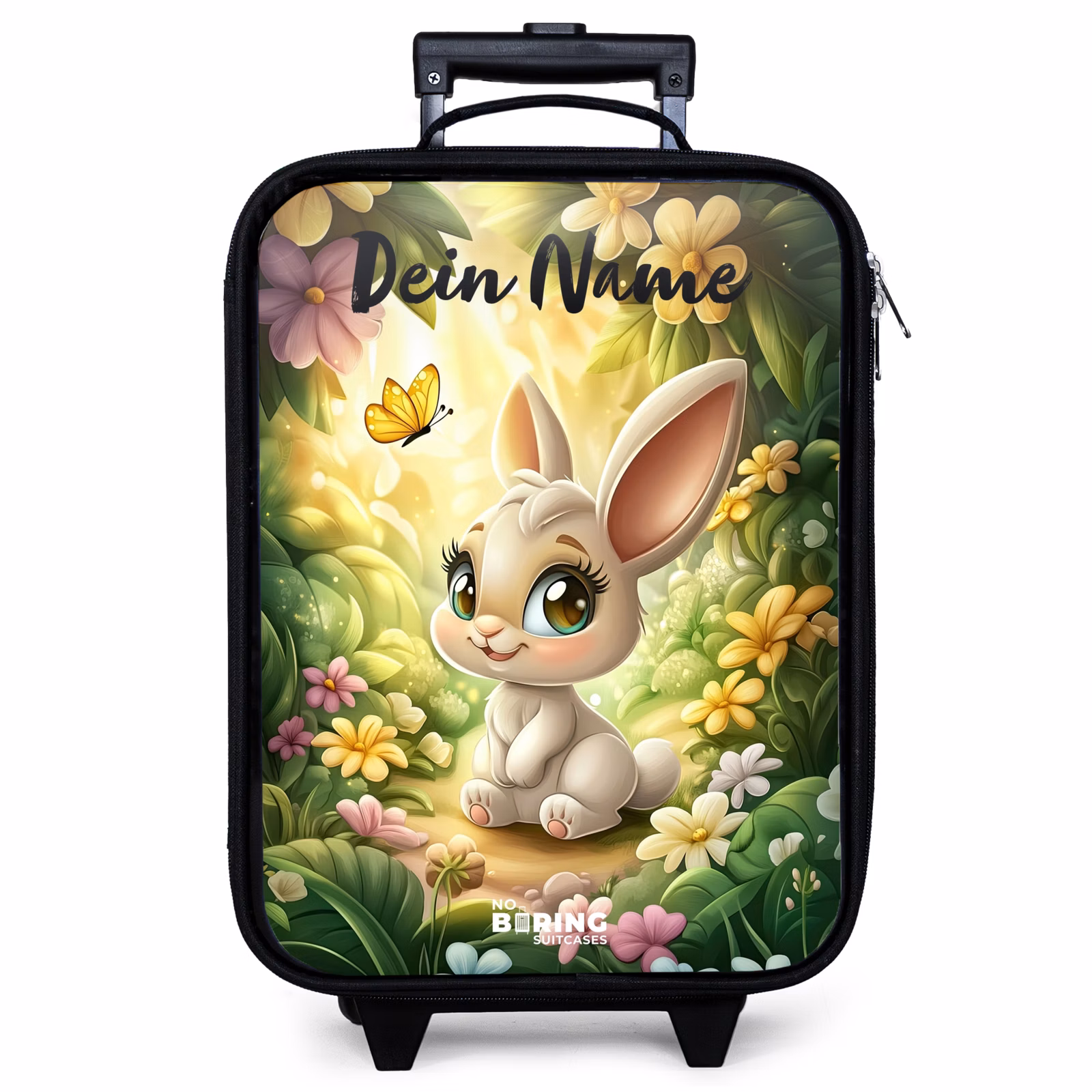 Kinderkoffer mit Name - Kaninchen - Sonnenlicht - Märchen - Schmetterling — 1