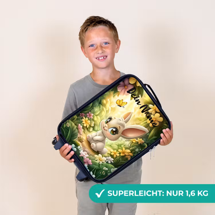 Kinderkoffer mit Name - Kaninchen - Sonnenlicht - Märchen - Schmetterling — 2