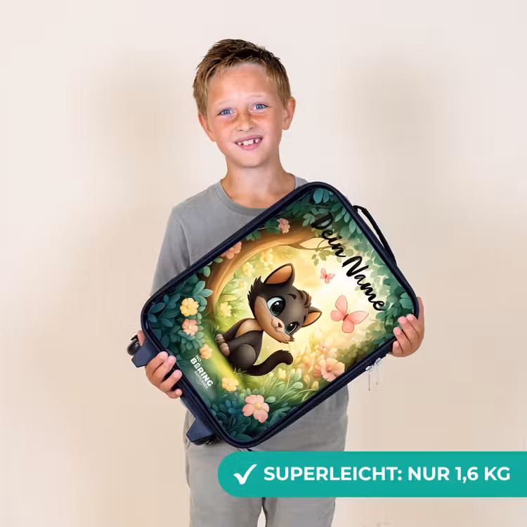 Kinderkoffer mit Name - Katze - Schmetterling - Blumen — 2