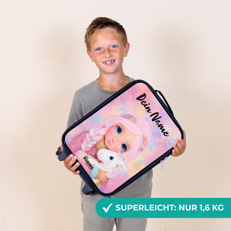 Kinderkoffer mit Name - Mädchen - Einhorn - Rosa — 2