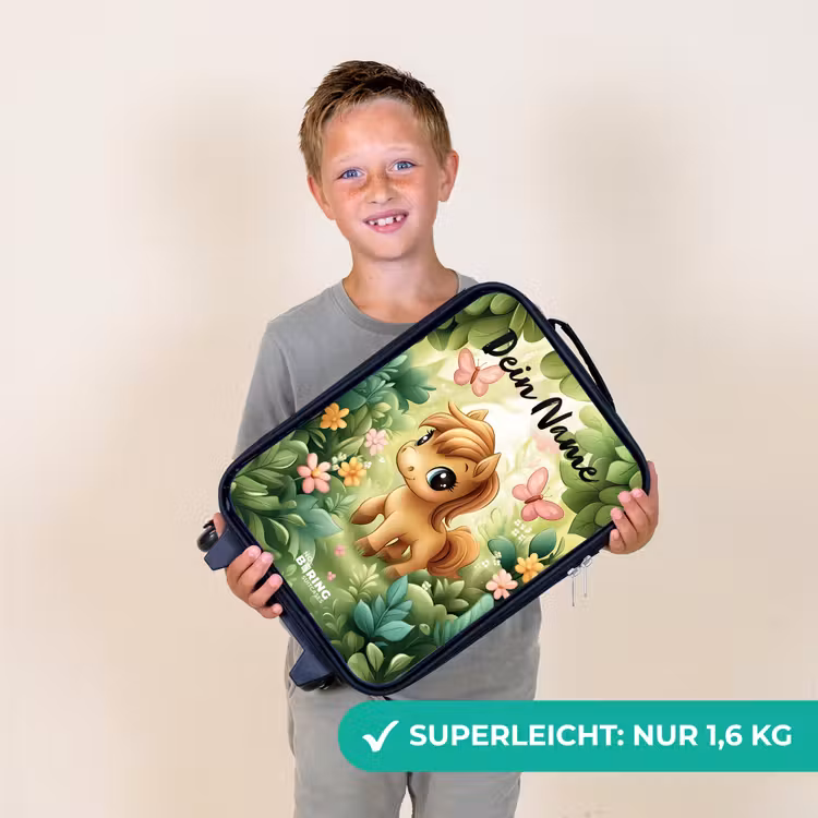 Kinderkoffer mit Name - Pferd - Blumen - Schmetterlinge — 2