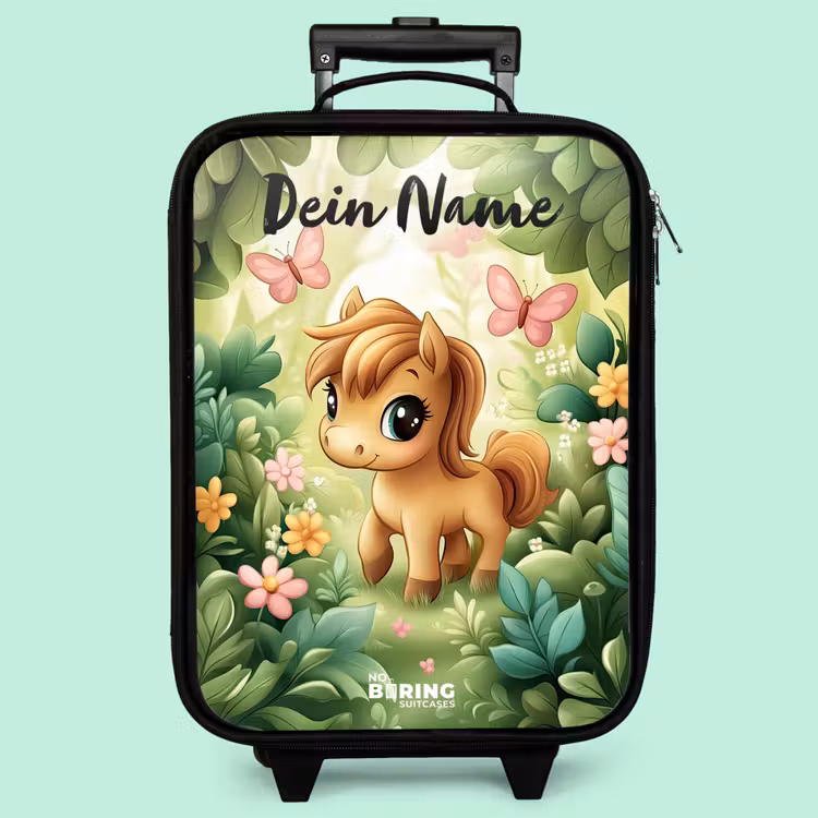 Kinderkoffer mit Name - Pferd - Blumen - Schmetterlinge — 3
