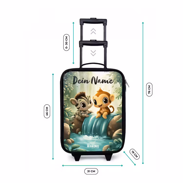 Kinderkoffer mit Name - Zebra - Affe - Wasserfall - Felsen — 7
