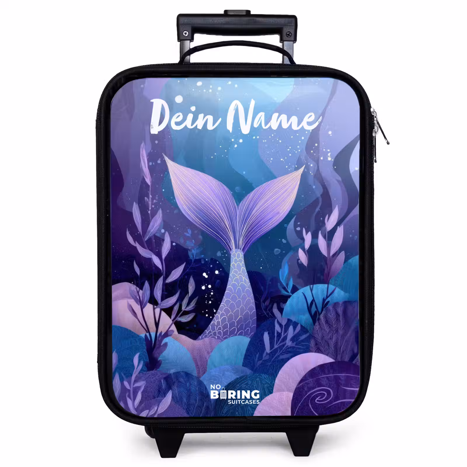 Kinderkoffer mit Name - Meerjungfrau - Unterwasser - Lila - Blau — 1