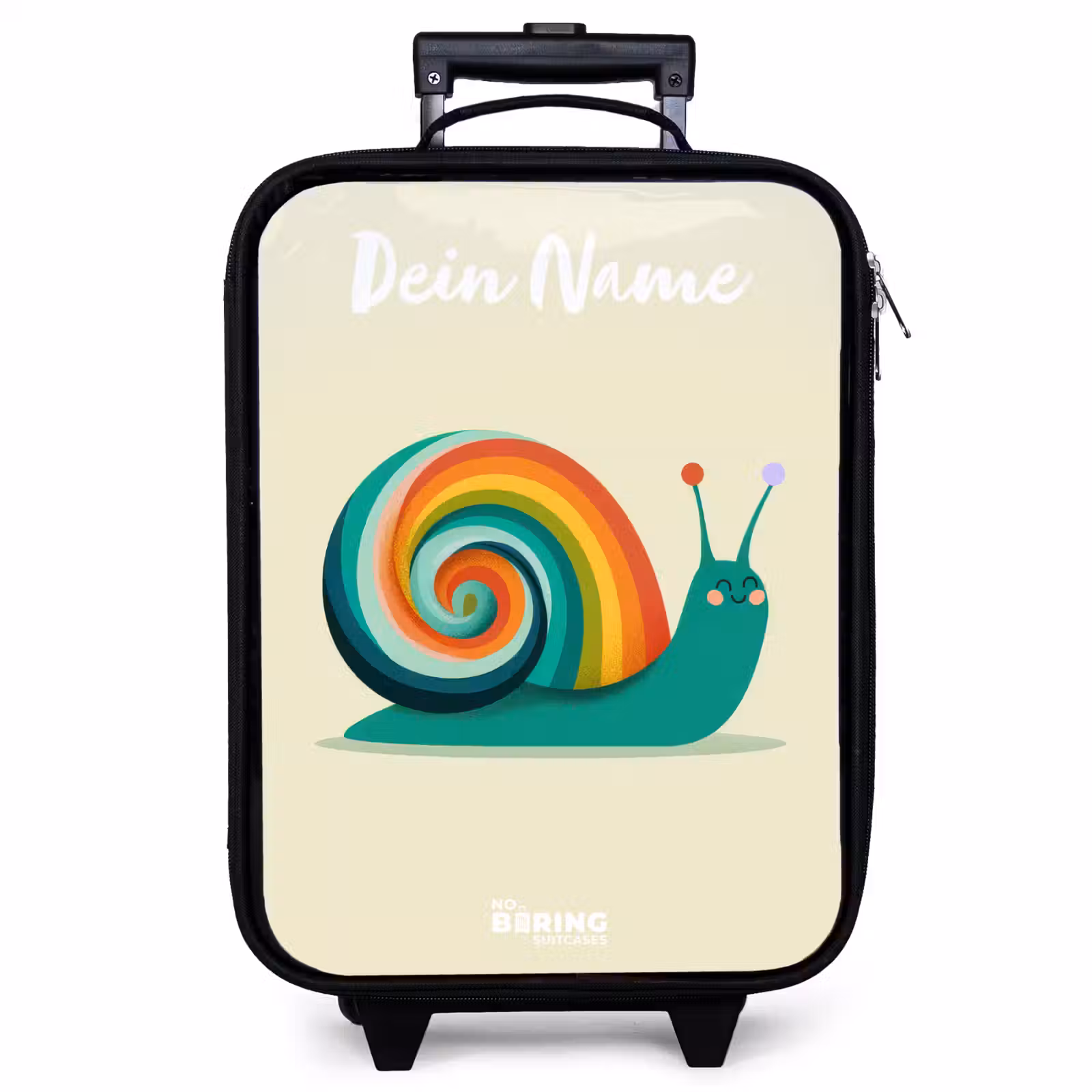 Kinderkoffer mit Name - Schnecke - Regenbogen - Farbenfroh — 1