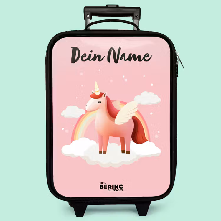 Kinderkoffer mit Name - Einhorn - Flügel - Rosa - Regenbogen — 3
