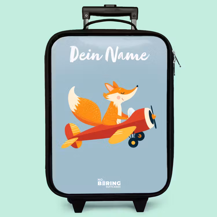 Kinderkoffer mit Name - Fuchs - Flugzeug - Fliegen — 3