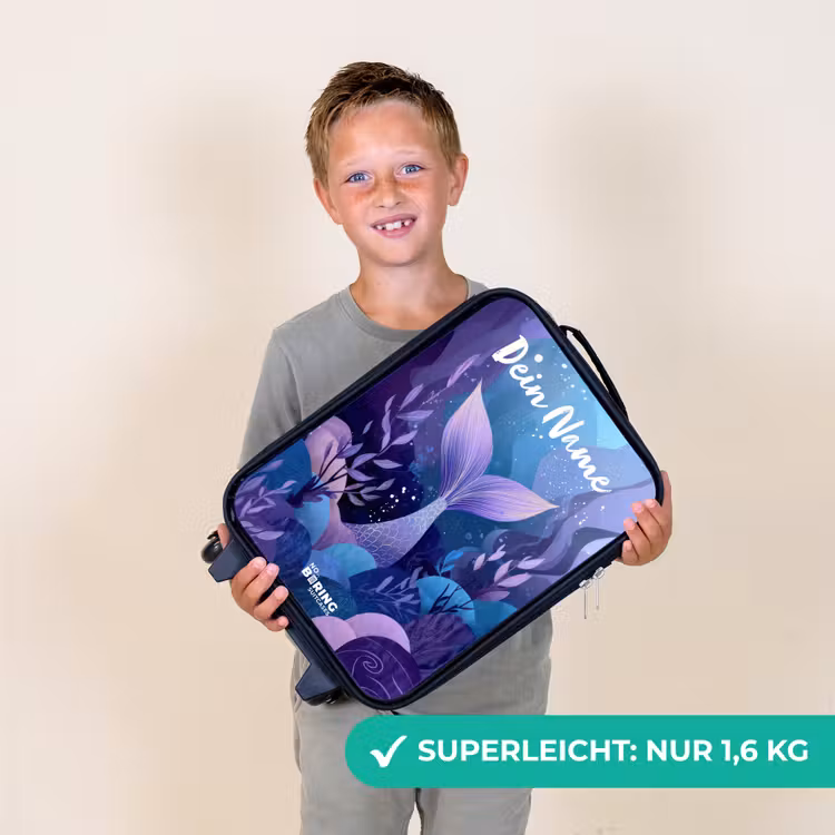 Kinderkoffer mit Name - Meerjungfrau - Unterwasser - Lila - Blau — 2