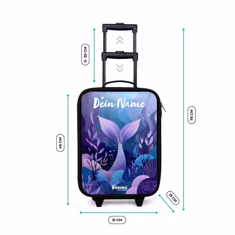 Kinderkoffer mit Name - Meerjungfrau - Unterwasser - Lila - Blau — 7