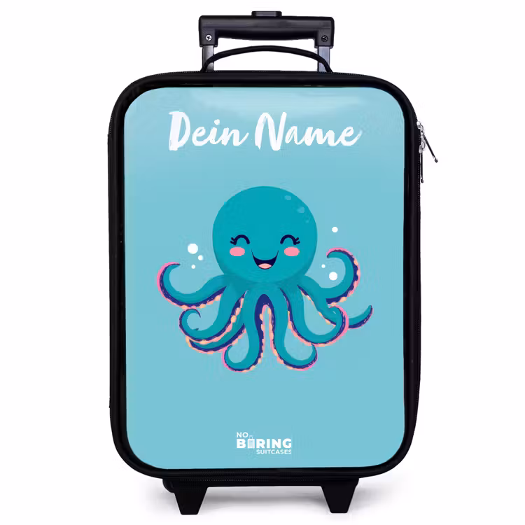 Kinderkoffer mit Name - Oktopus - Wasser - Blau — 1