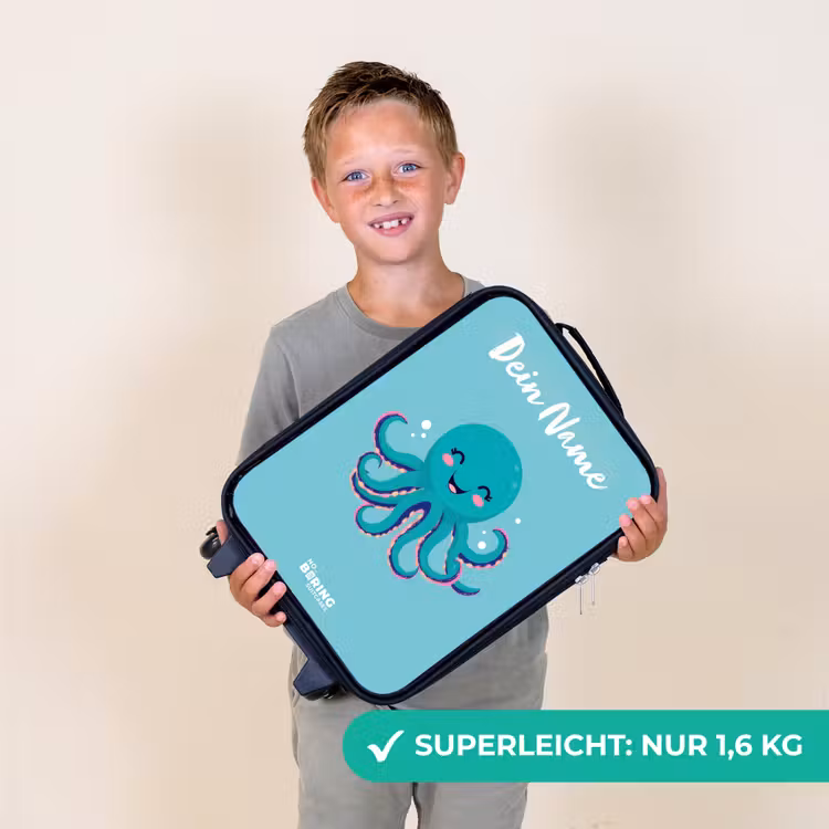 Kinderkoffer mit Name - Oktopus - Wasser - Blau — 2