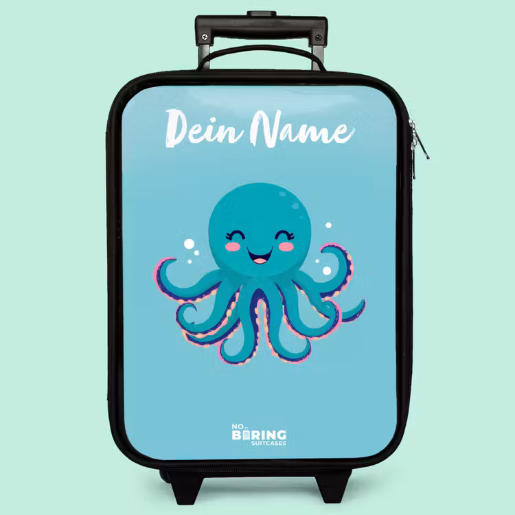Kinderkoffer mit Name - Oktopus - Wasser - Blau — 3