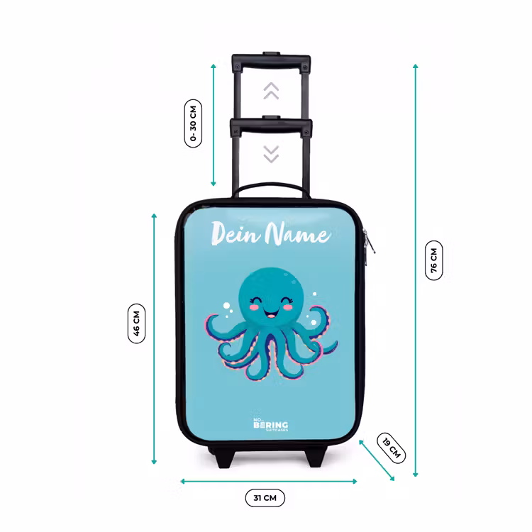 Kinderkoffer mit Name - Oktopus - Wasser - Blau — 7