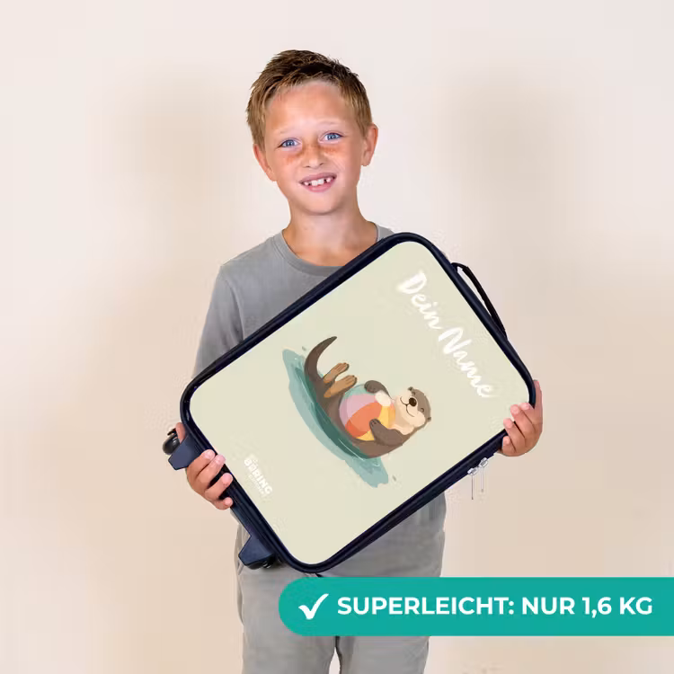 Kinderkoffer mit Name - Otter - Strandball - Wasser — 2