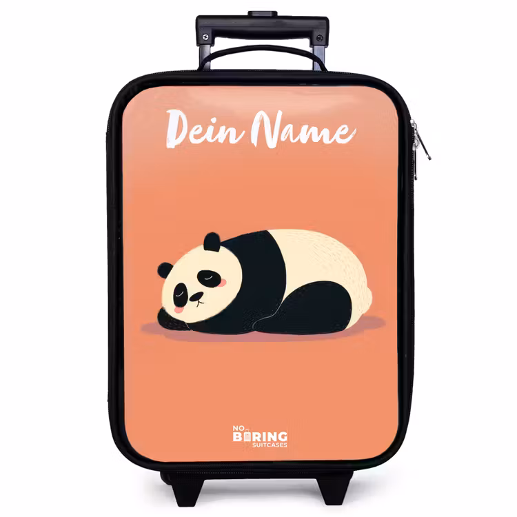 Kinderkoffer mit Name - Panda - Schlafend - Orange — 1