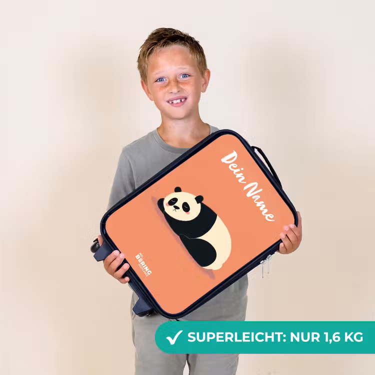 Kinderkoffer mit Name - Panda - Schlafend - Orange — 2