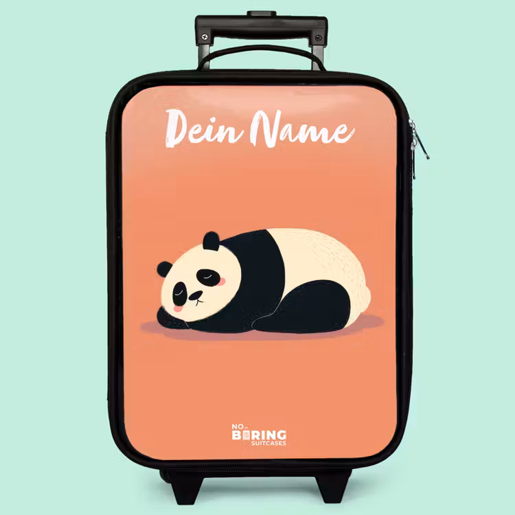 Kinderkoffer mit Name - Panda - Schlafend - Orange — 3
