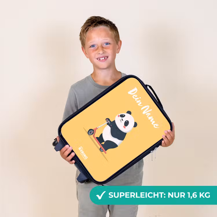 Kinderkoffer mit Name - Panda - Stufe - Gelb — 2
