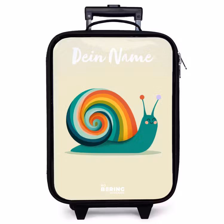 Kinderkoffer mit Name - Schnecke - Regenbogen - Farbenfroh — 1