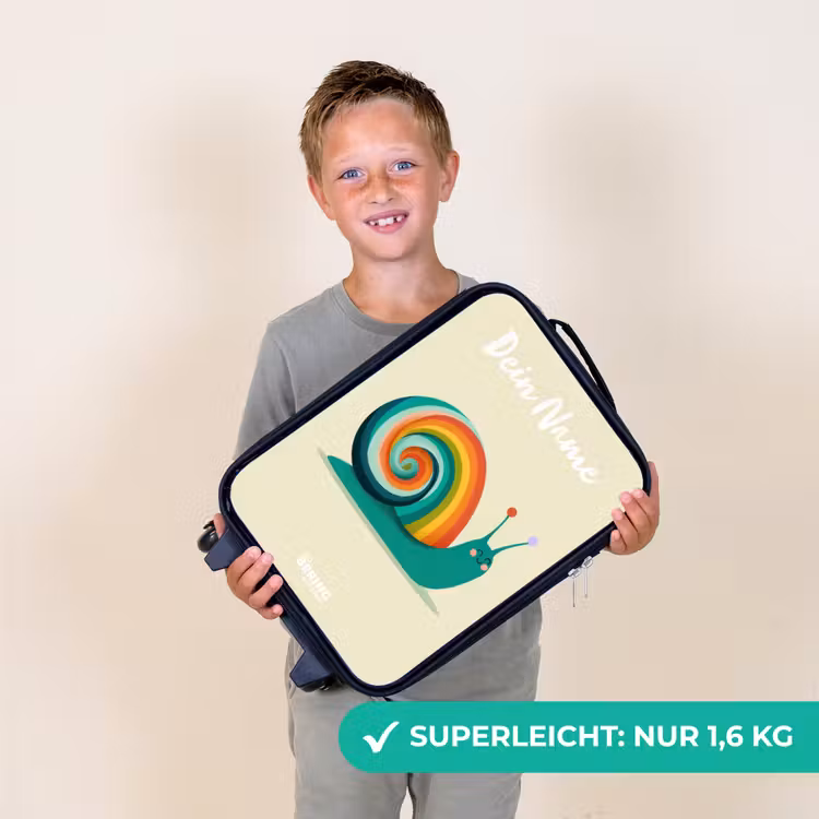 Kinderkoffer mit Name - Schnecke - Regenbogen - Farbenfroh — 2