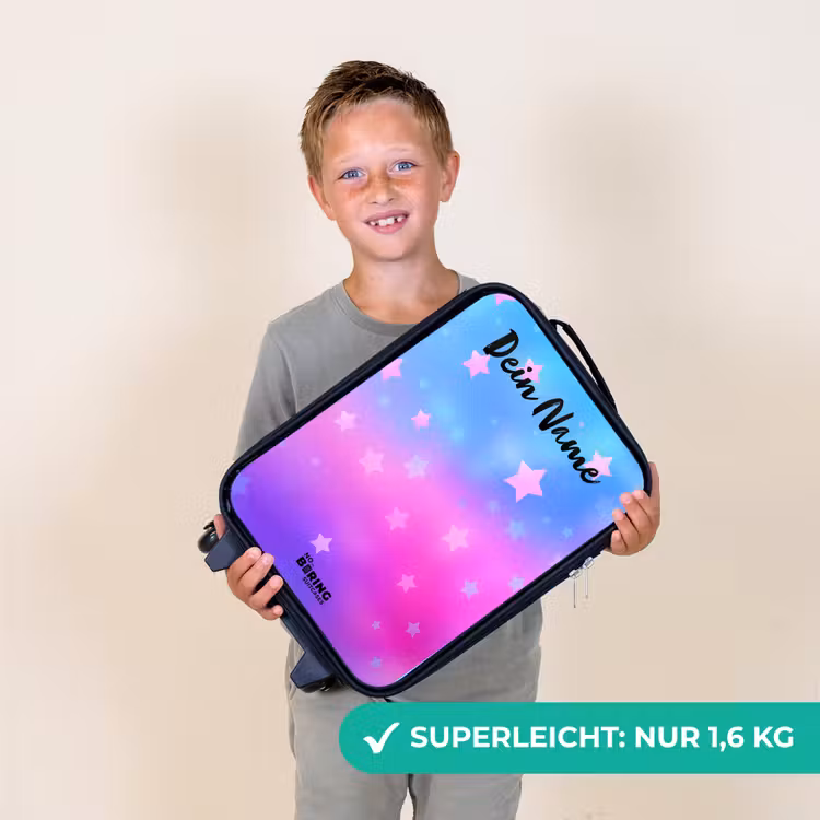 Kinderkoffer mit Name - Sterne - Rosa - Blau — 2
