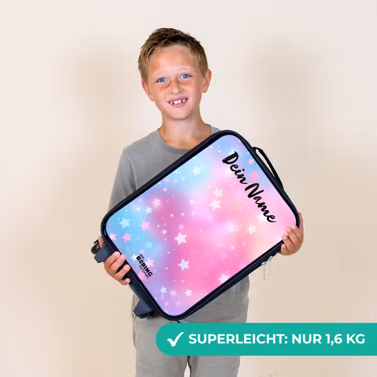Kinderkoffer mit Name - Sterne - Rosa - Blau — 2