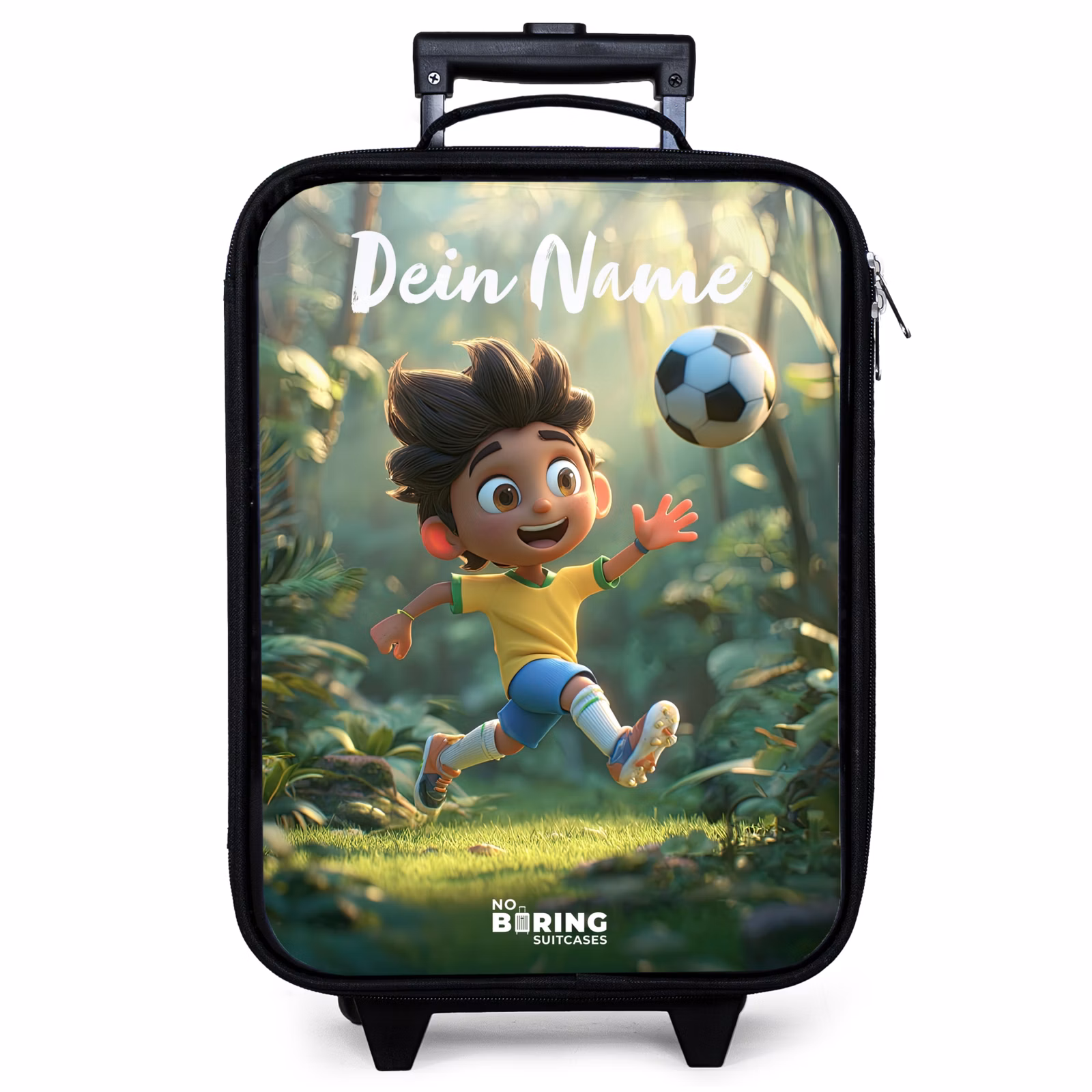 Kinderkoffer mit Name - Junge - Fußball - Wald - Bäume — 1