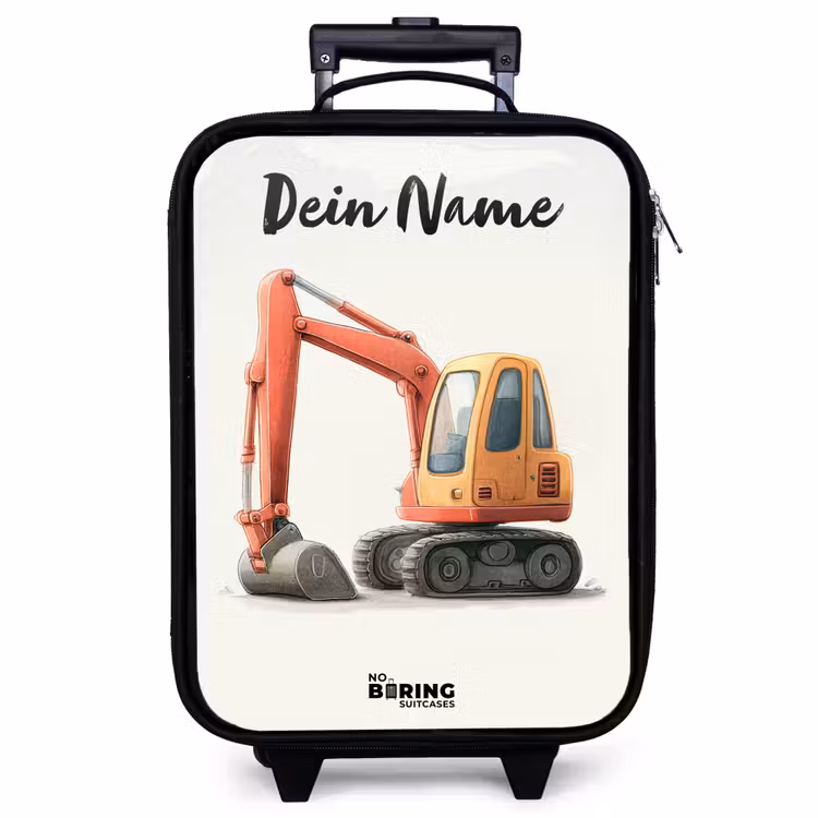 Kinderkoffer mit Name - Bagger - Signiert - Orange — 1
