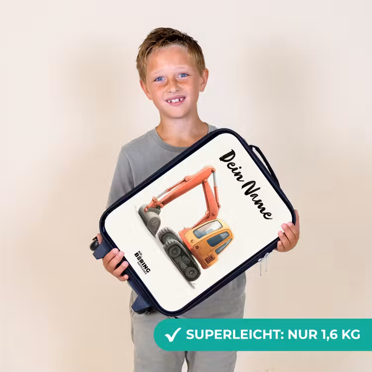 Kinderkoffer mit Name - Bagger - Signiert - Orange — 2