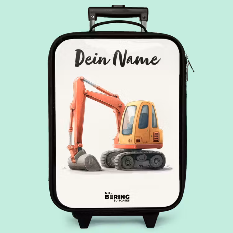 Kinderkoffer mit Name - Bagger - Signiert - Orange — 3