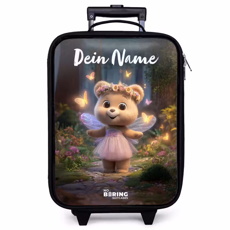 Kinderkoffer mit Name - Bär - Schmetterlinge - Wald - Fee — 1
