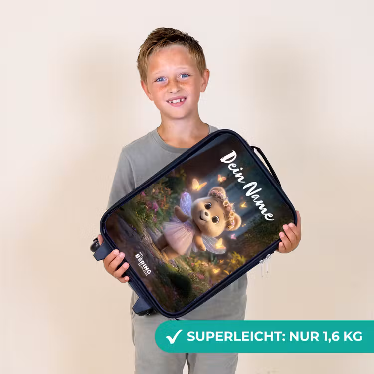 Kinderkoffer mit Name - Bär - Schmetterlinge - Wald - Fee — 2