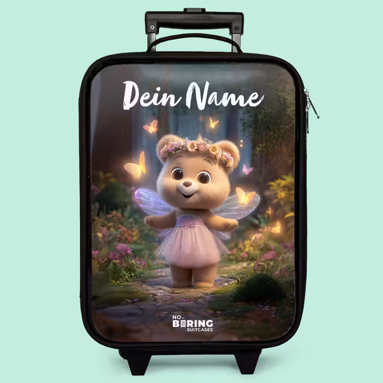 Kinderkoffer mit Name - Bär - Schmetterlinge - Wald - Fee — 3
