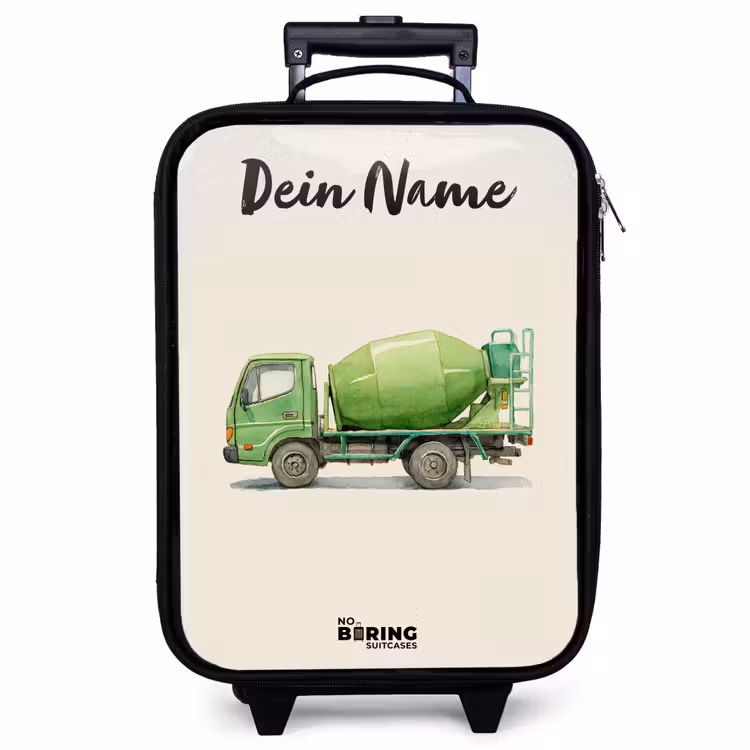 Kinderkoffer mit Name - Betonmischer - Unterzeichnet - Grün — 1