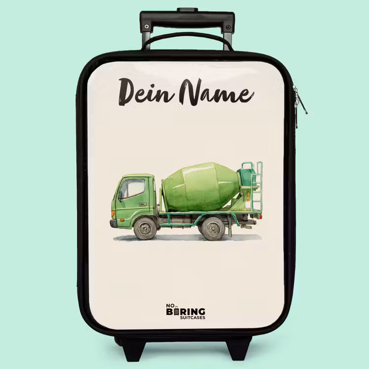 Kinderkoffer mit Name - Betonmischer - Unterzeichnet - Grün — 3
