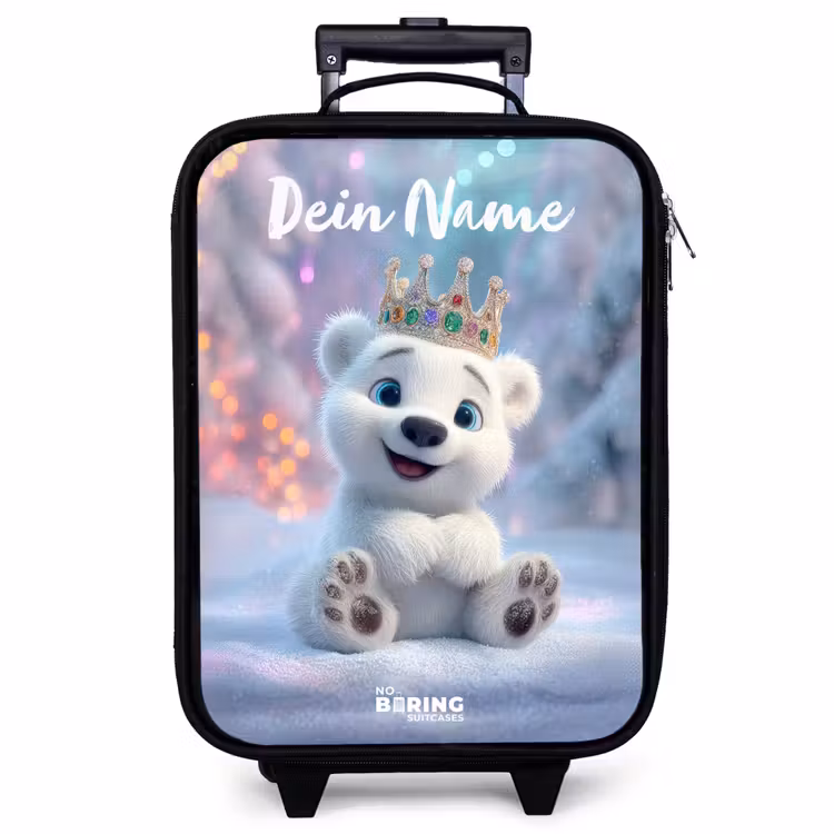 Kinderkoffer mit Name - Eisbär - Krone - Winter — 1
