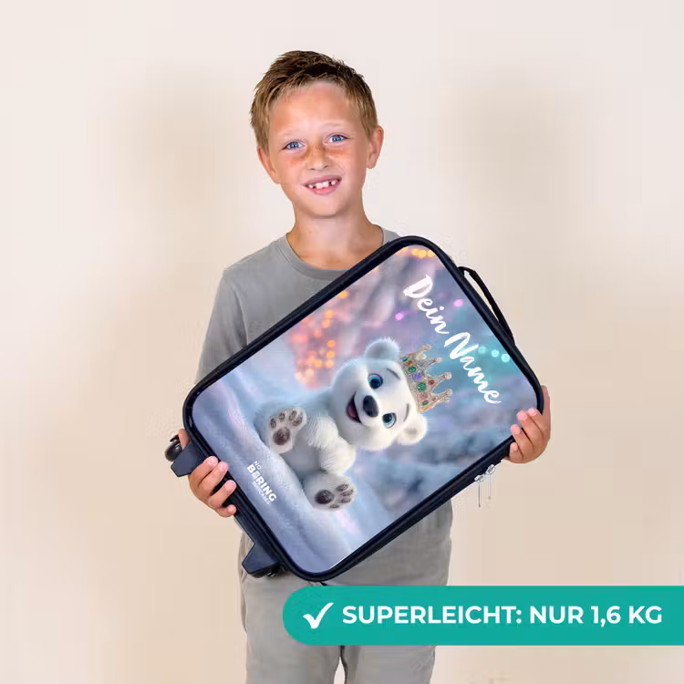 Kinderkoffer mit Name - Eisbär - Krone - Winter — 2