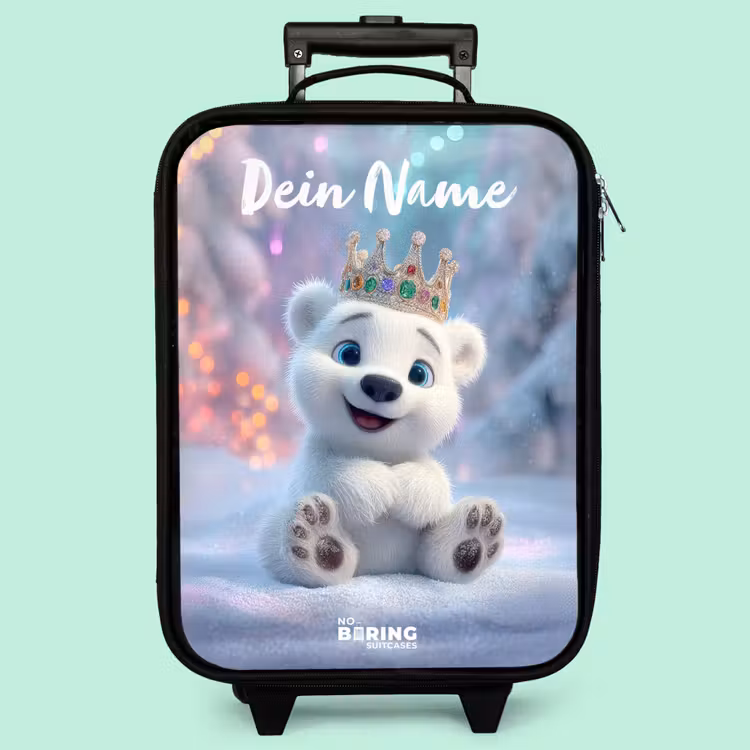 Kinderkoffer mit Name - Eisbär - Krone - Winter — 3