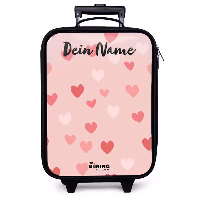 Kinderkoffer mit Name - Herzen - Muster - Rosa — 1