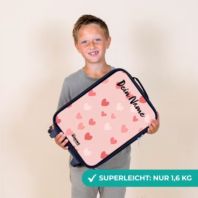 Kinderkoffer mit Name - Herzen - Muster - Rosa — 2