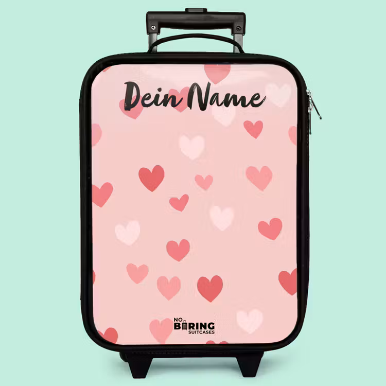 Kinderkoffer mit Name - Herzen - Muster - Rosa — 3